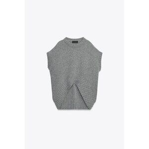 ZARA OVERSIZED WOOL WAISTCOAT WITH ASYMMETRIC HEM